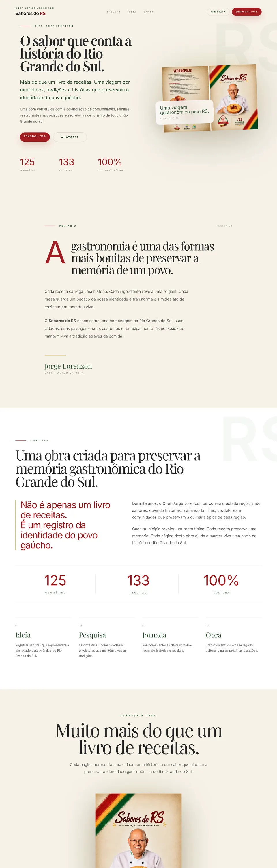 Página inicial do site Sabores do RS