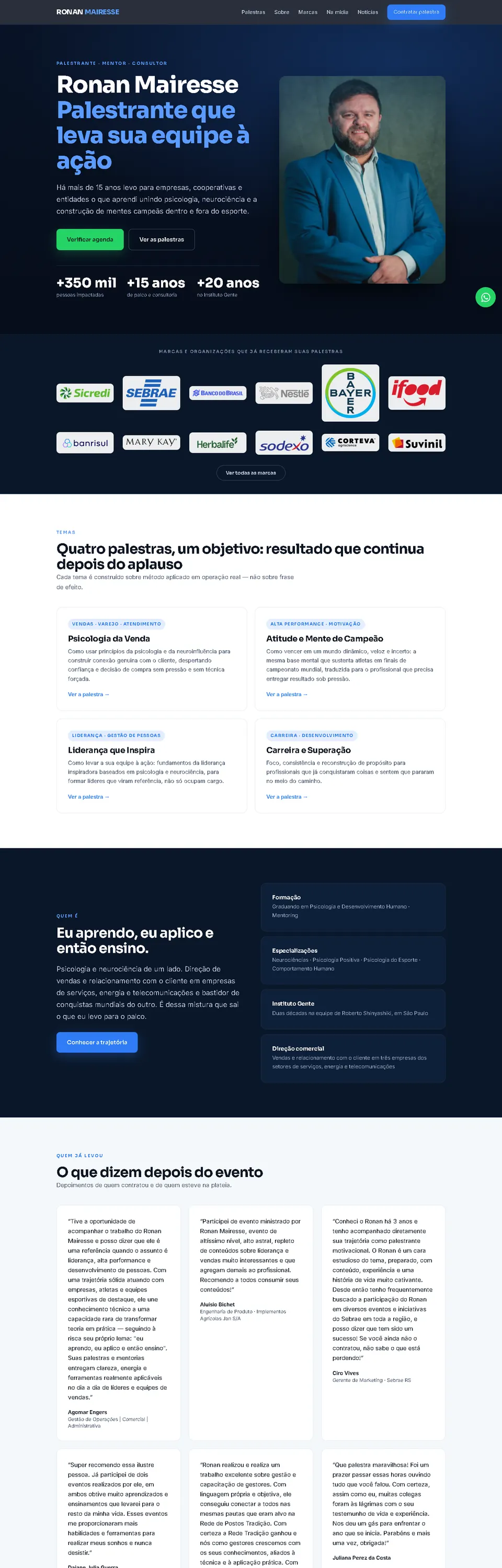 Página inicial do site Ronan Mairesse
